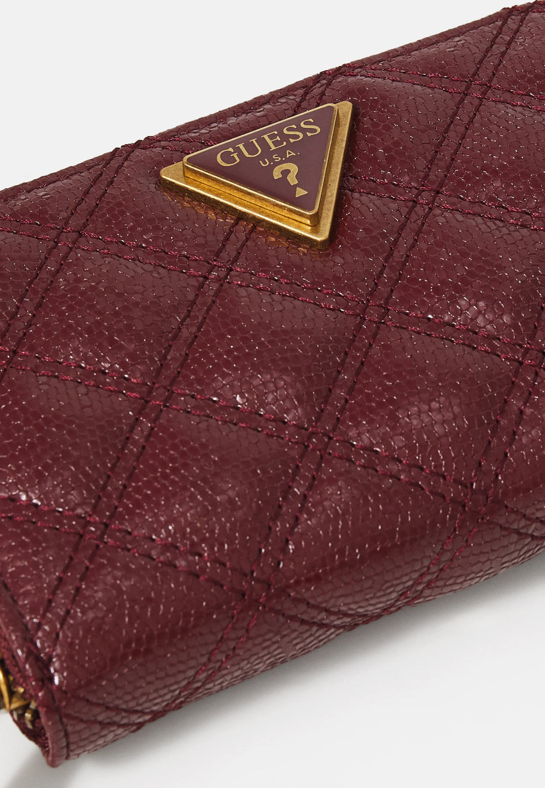 Guess Giully Burgundy Quilted Zip Purse