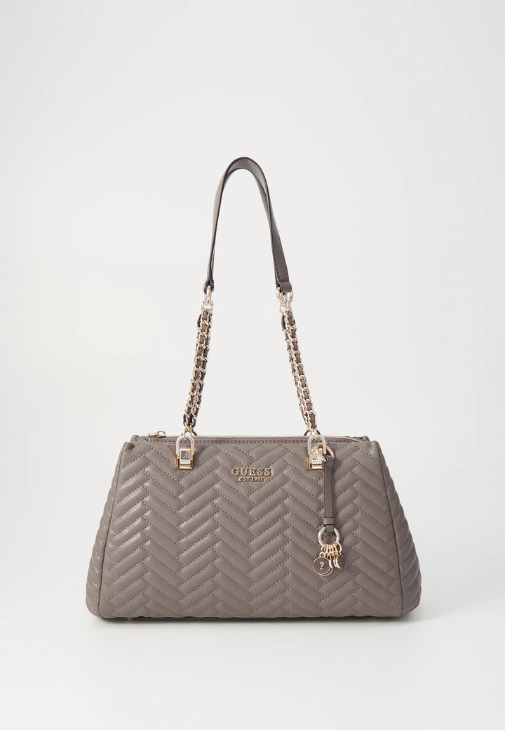 Guess Anning Shoulder Satchel Dark Taupe