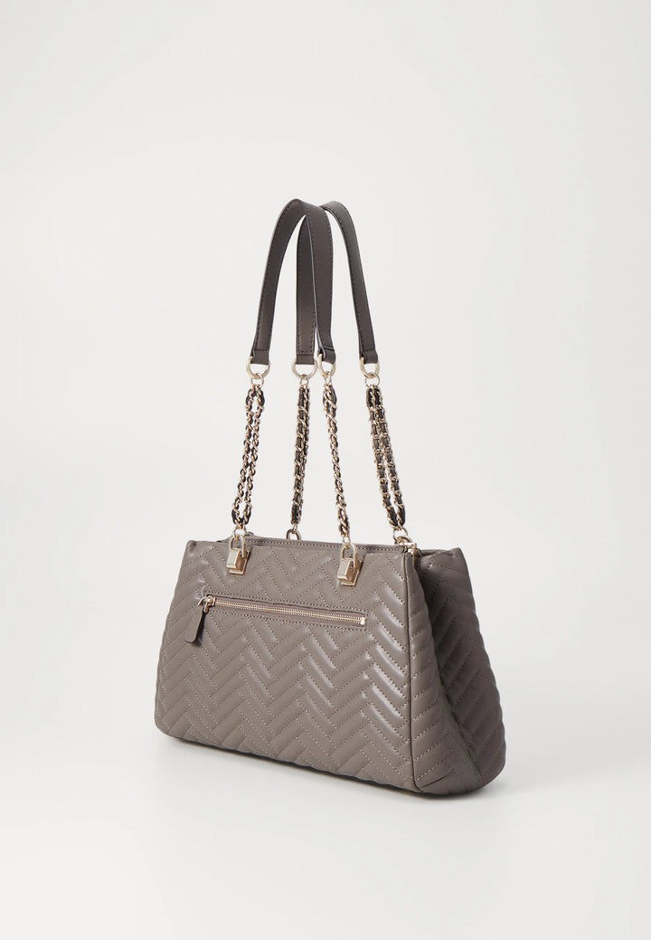 Guess Anning Shoulder Satchel Dark Taupe