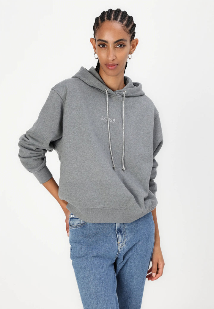 Guess Shiny Cord Sweatshirt Hoodie Grey