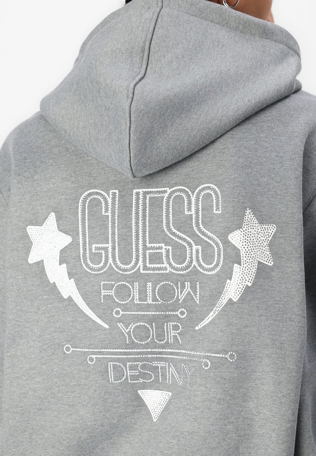 Guess Shiny Cord Sweatshirt Hoodie Grey