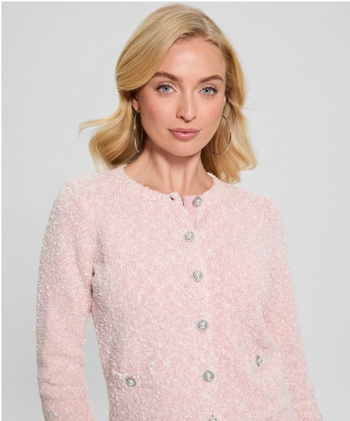 Guess Dorothy Pink Tweed Cardigan