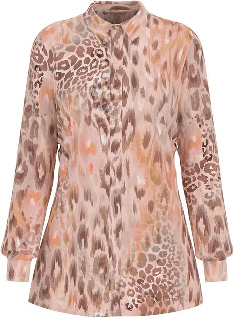 Guess Clouis Pink Leopard Print Shirt