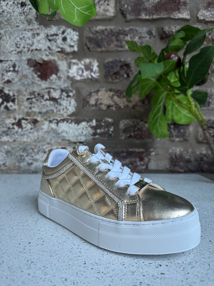 Guess Gratea Gold Crystal Pipe Sneaker