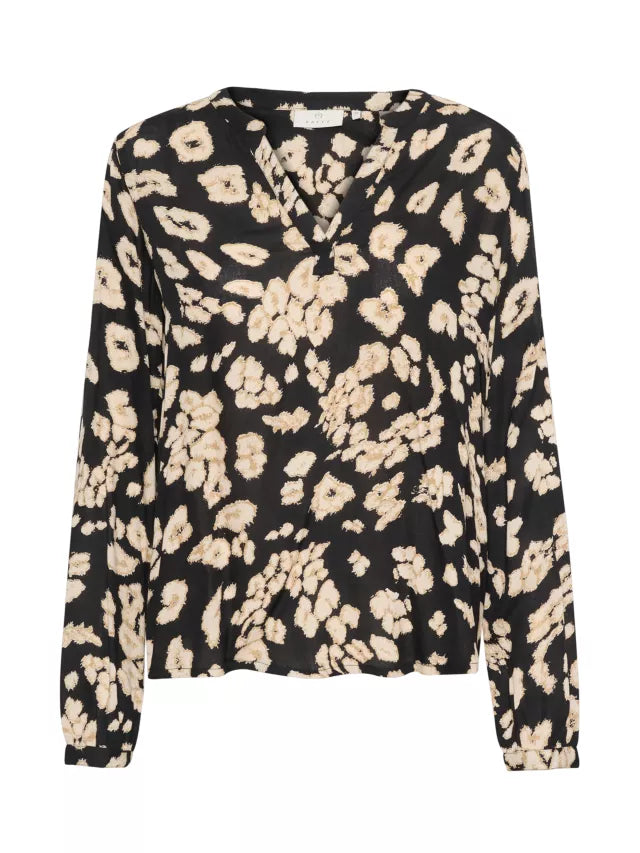 Kaffe Kabeathe Black/Sand Leo Print Blouse