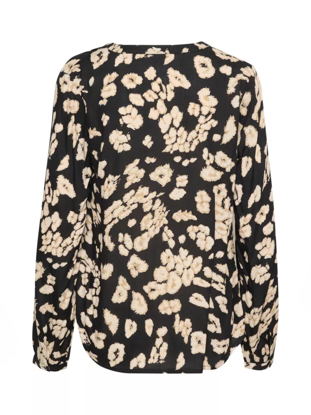 Kaffe Kabeathe Black/Sand Leo Print Blouse