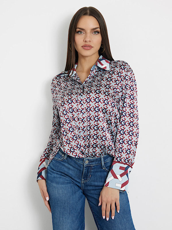 Guess Alexandra Navy 4G Logo Blouse