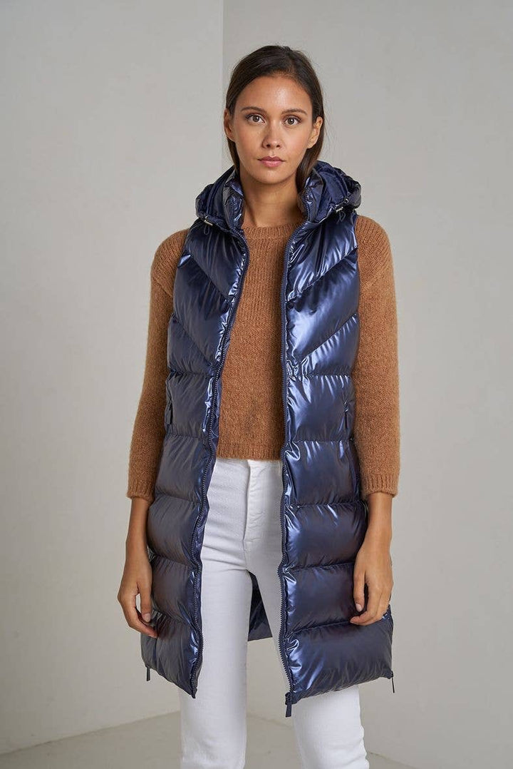 Priya Metallic Oversized Gilet Navy