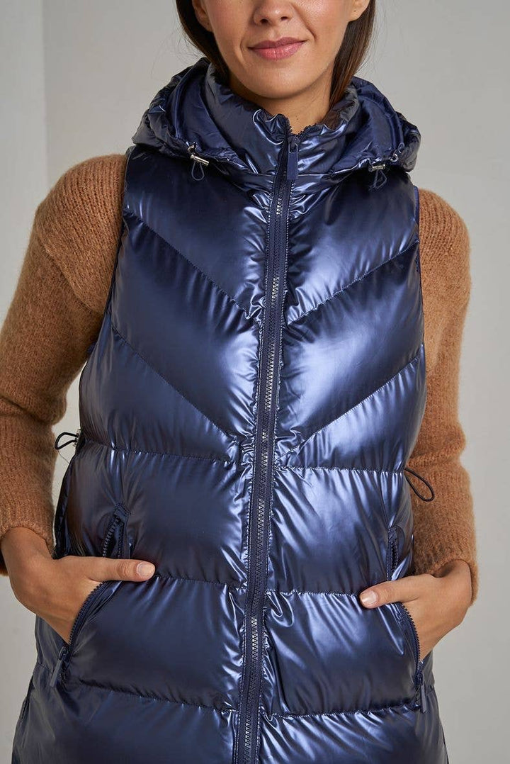 Priya Metallic Oversized Gilet Navy