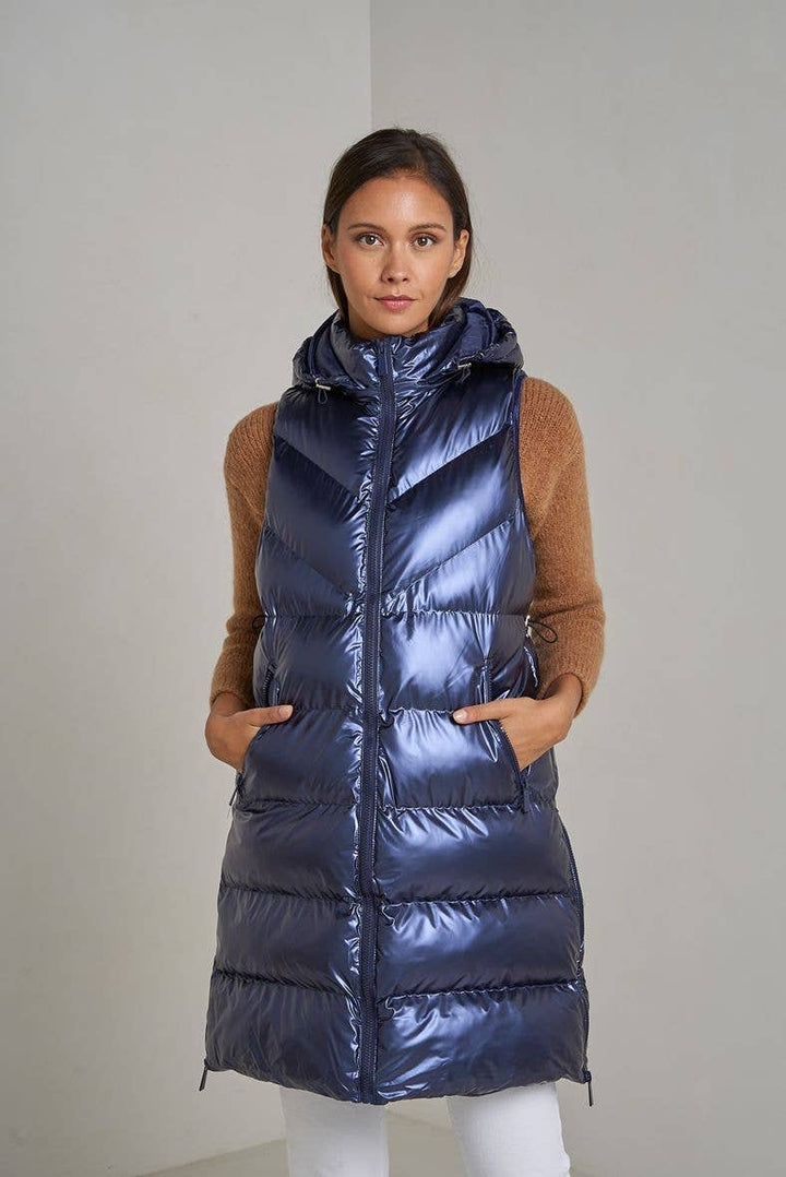 Priya Metallic Oversized Gilet Navy