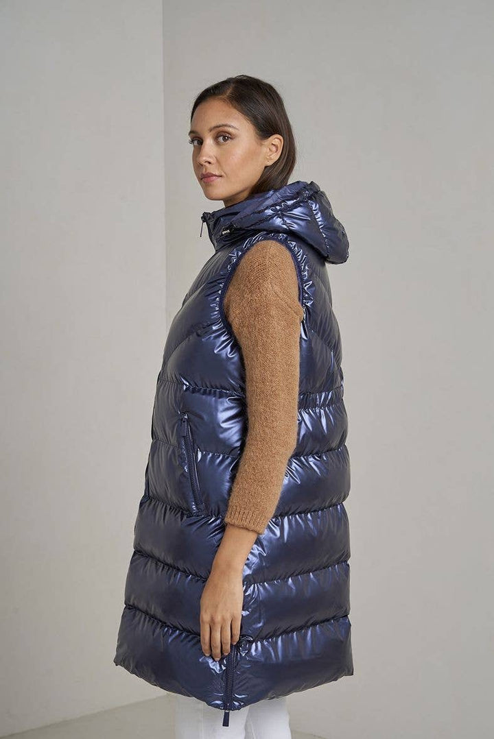 Priya Metallic Oversized Gilet Navy