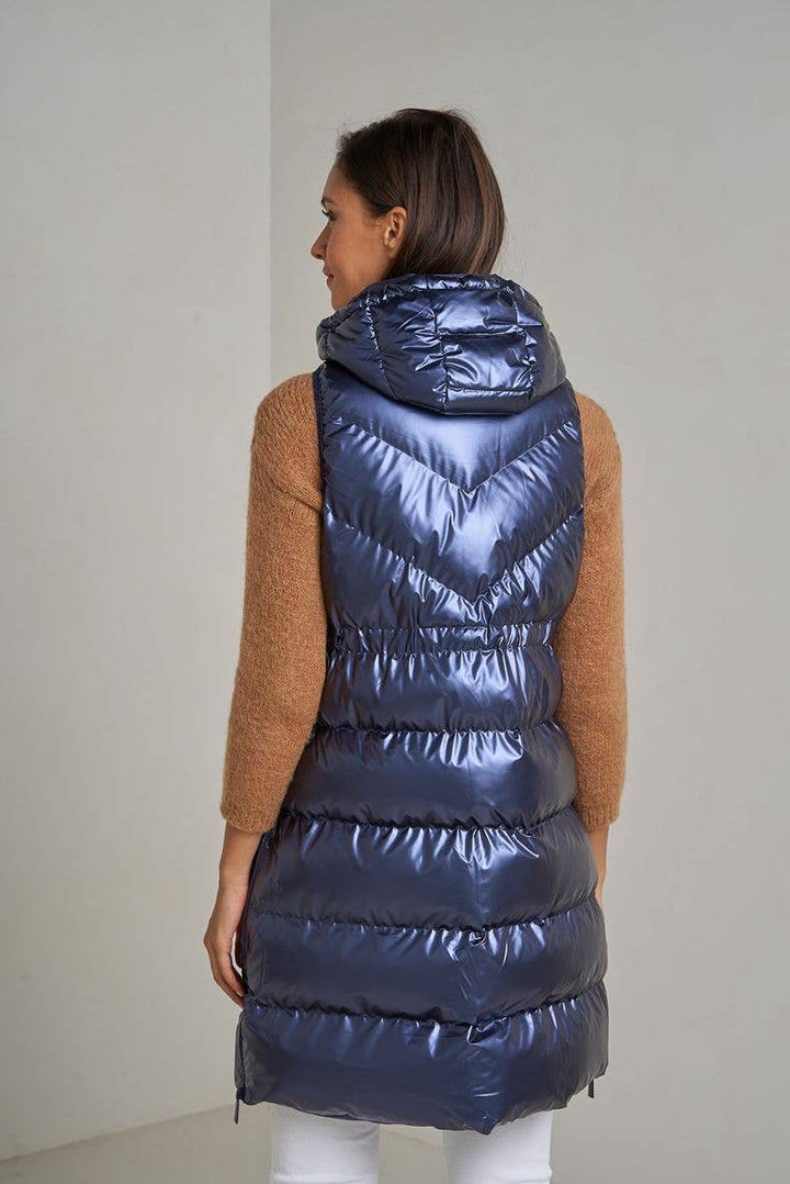 Priya Metallic Oversized Gilet Navy