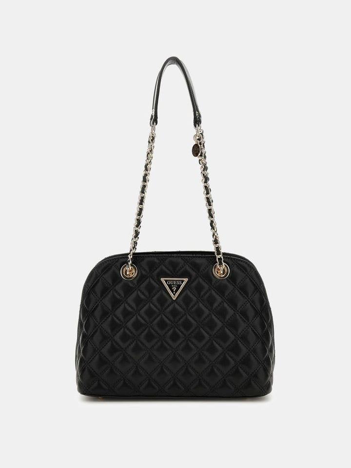 Guess Giully Black Quilted Dome Satchel Bag