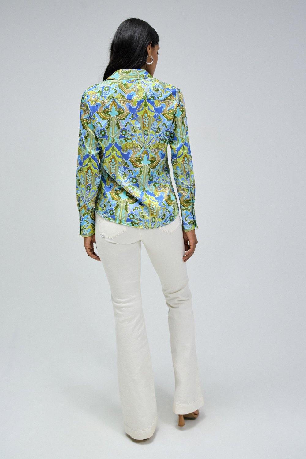 Salsa Satin Blue & Lime Blouse