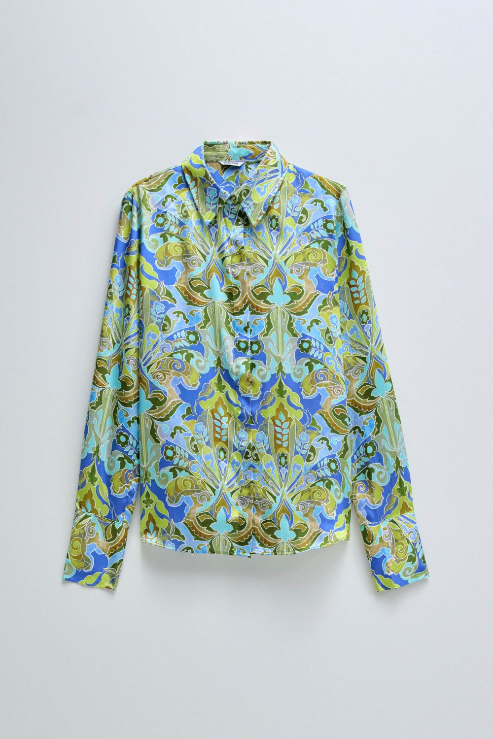 Salsa Satin Blue & Lime Blouse