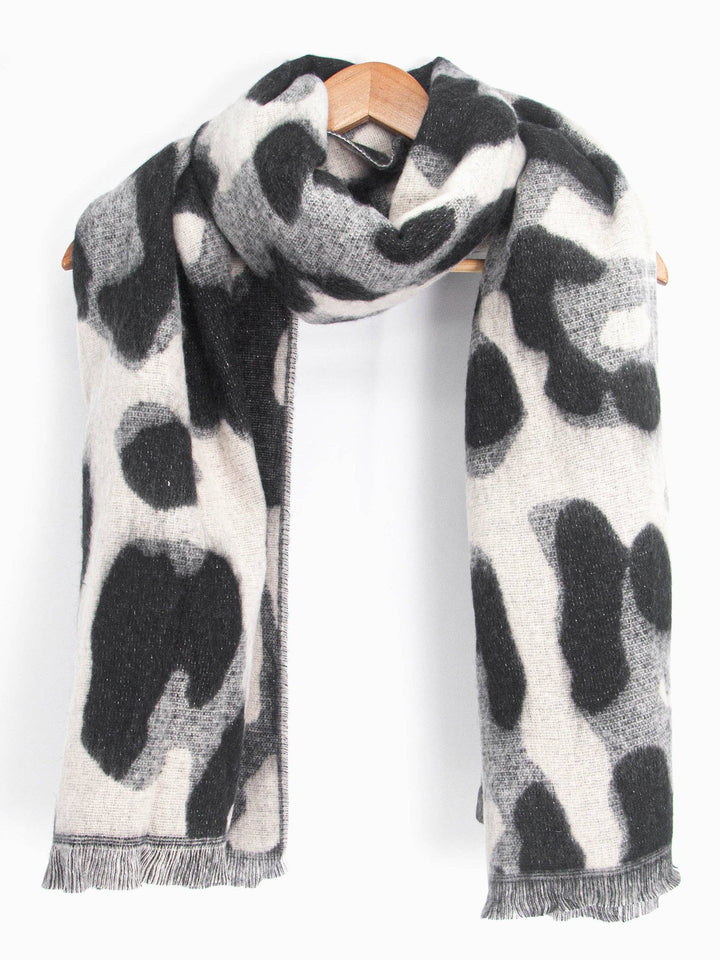 Jamie Heavyweight Scarf - Cream/Black, Leopard: One-size