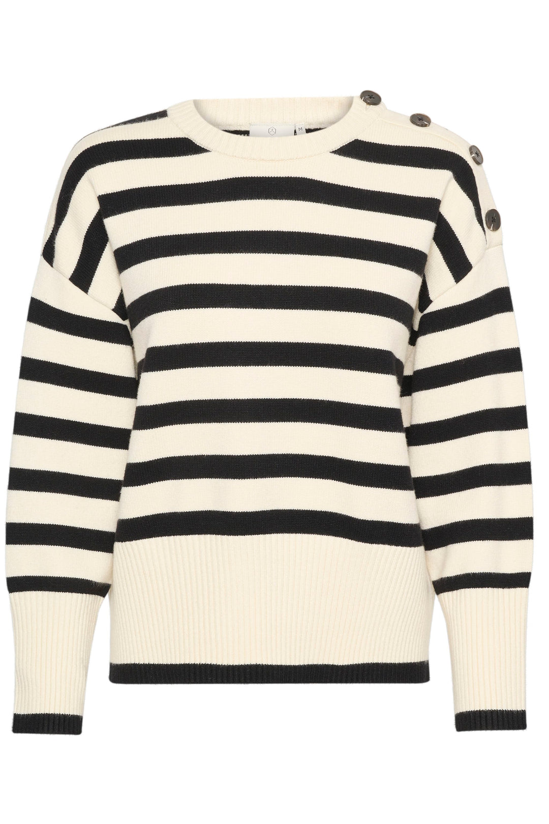 Kaffe Kamarie Antique White/Black Stripe Pullover