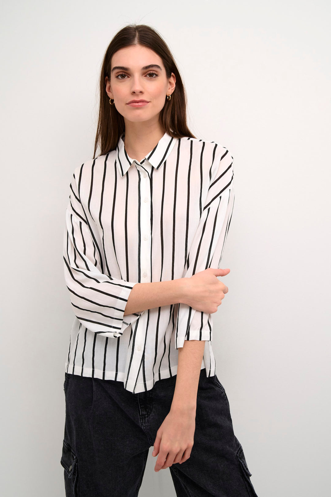 Kaffe Kabeathe Chalk/Black Stripe Blouse