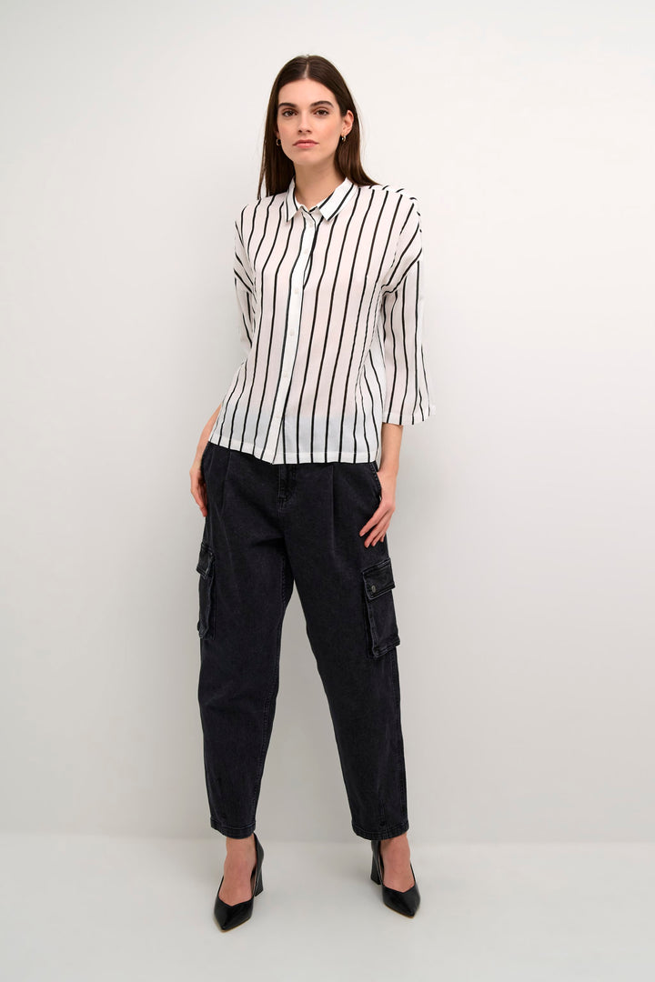 Kaffe Kabeathe Chalk/Black Stripe Blouse