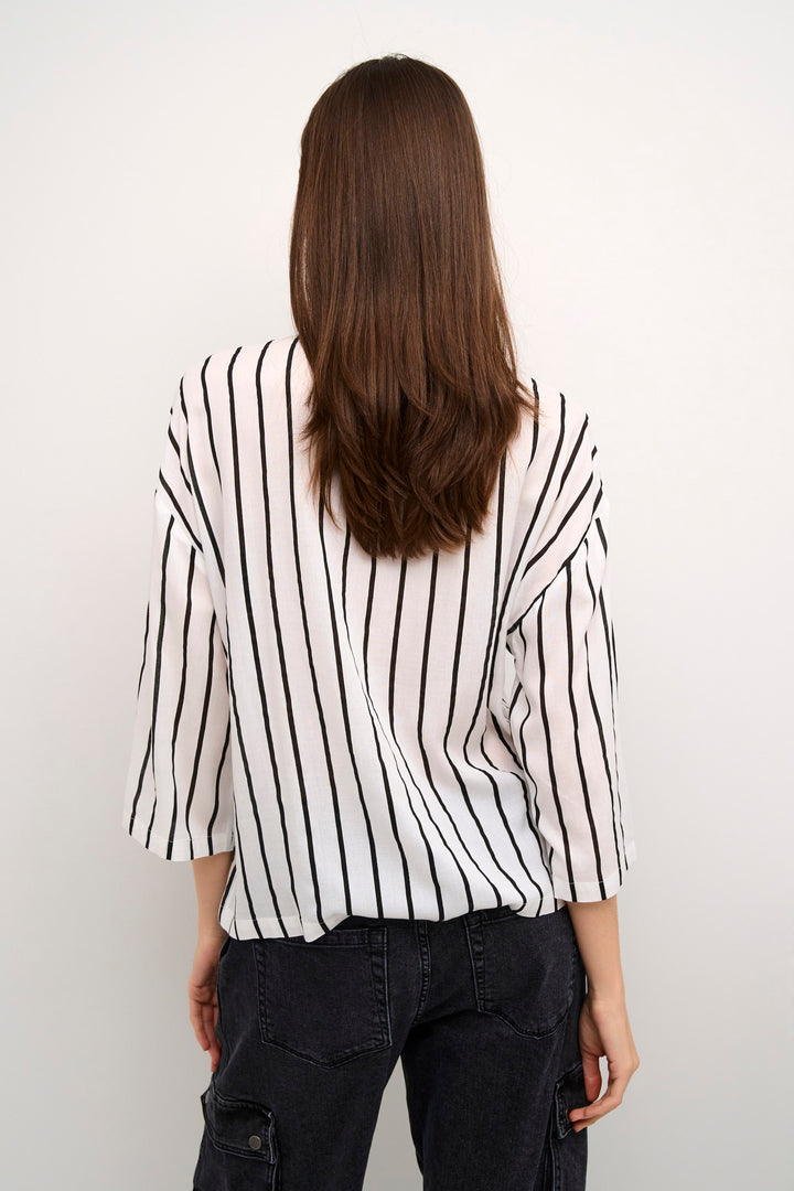 Kaffe Kabeathe Chalk/Black Stripe Blouse