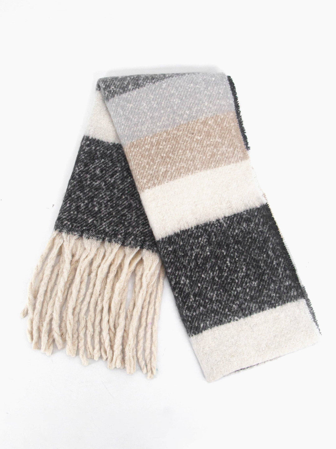 Dallas Heavyweight Scarf - Grey, Stripe: One-size