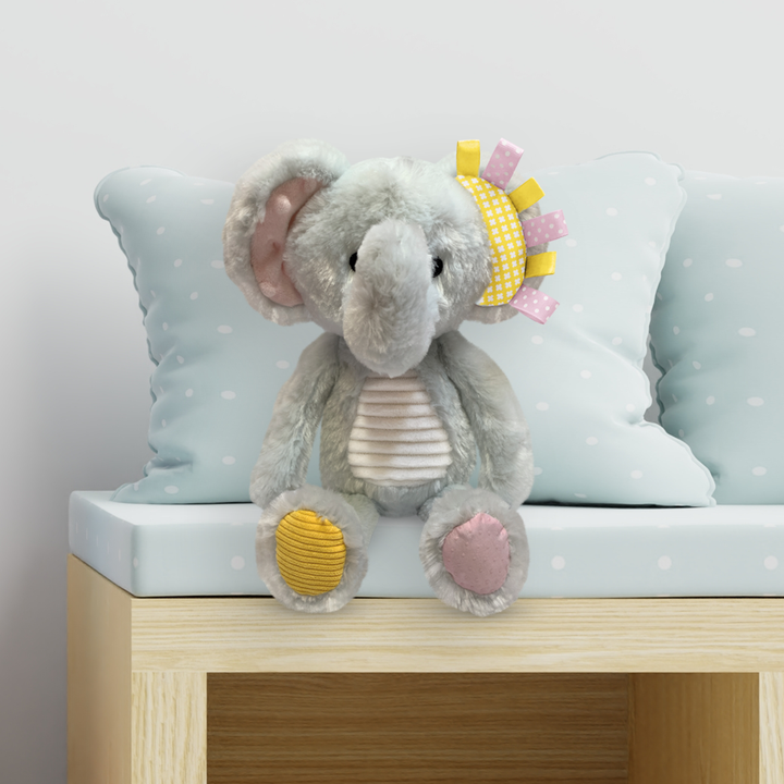 Sensory Snuggables Medium Plush Elephant (on backing board)