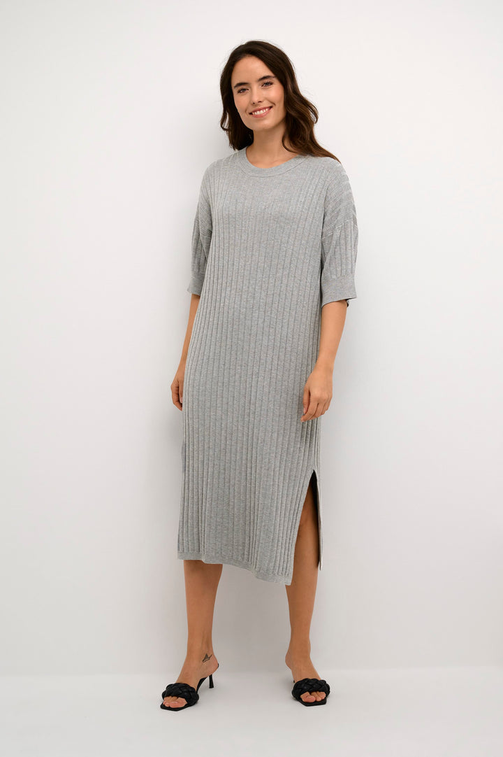 Kaffe Kalola Grey Melange Knit Dress