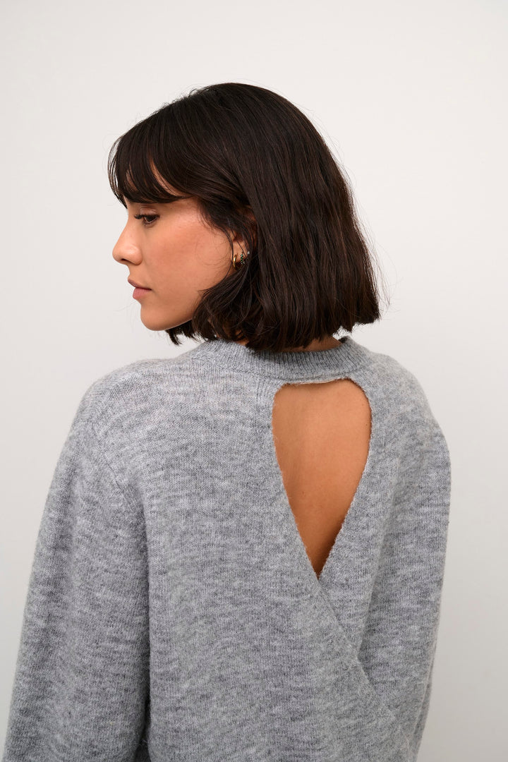 Kaffe Kamalene Grey Melange Open Back Pullover