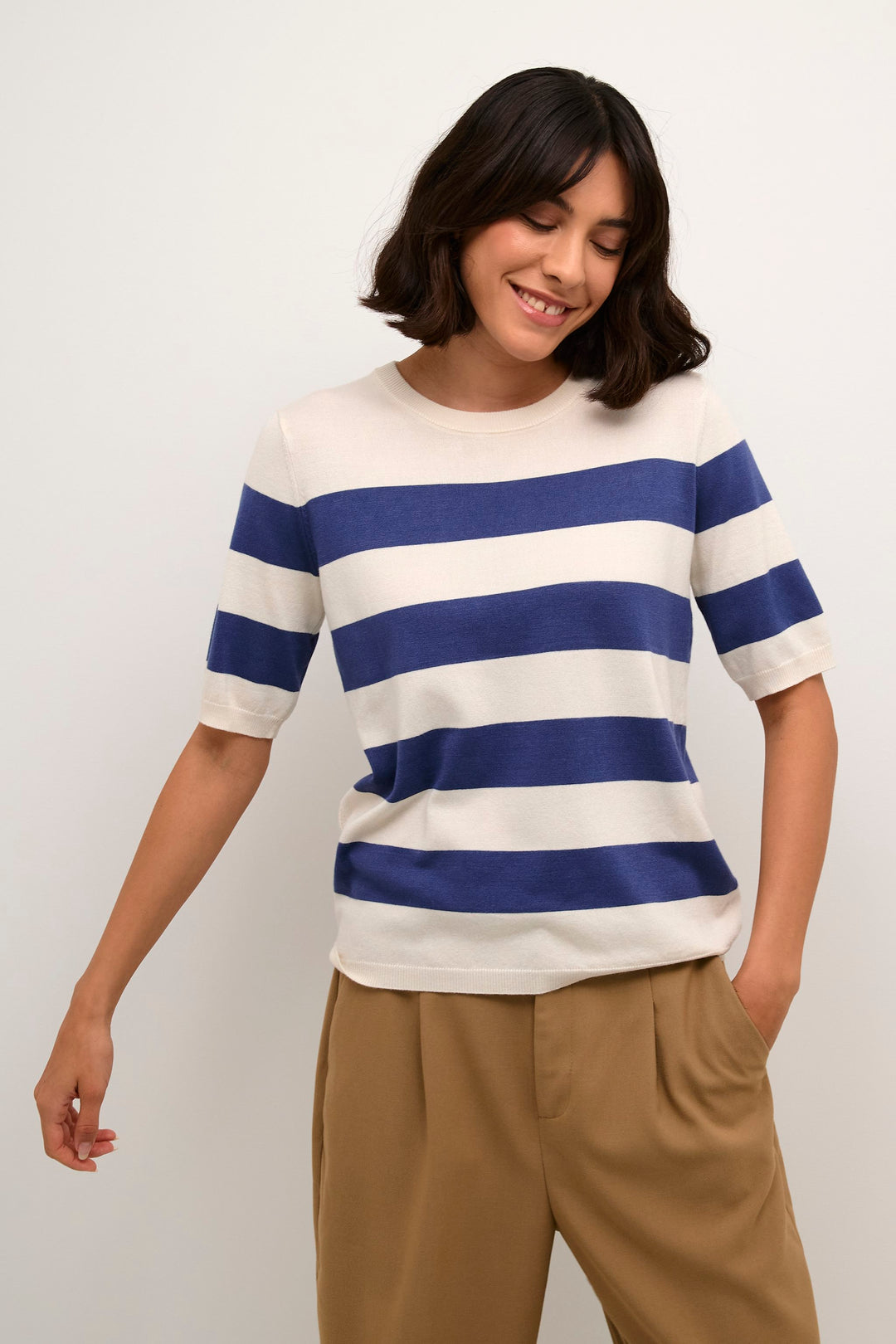 Kaffe Kalizza Indigo Blue/White Bold Striped Knit