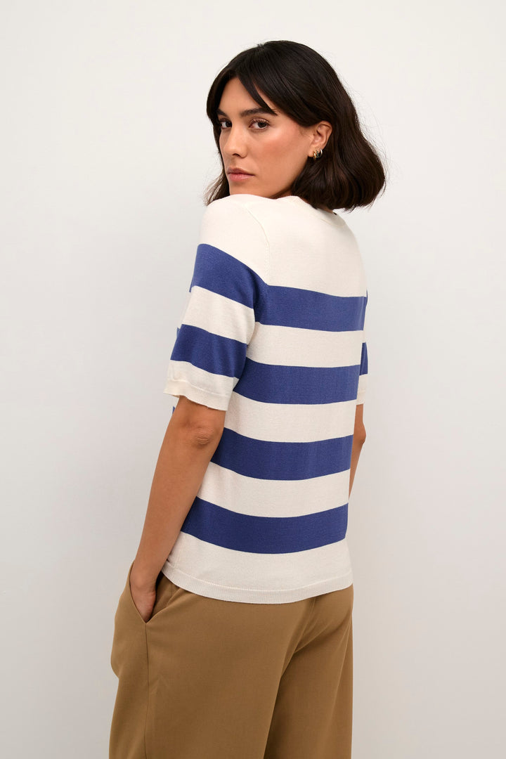 Kaffe Kalizza Indigo Blue/White Bold Striped Knit