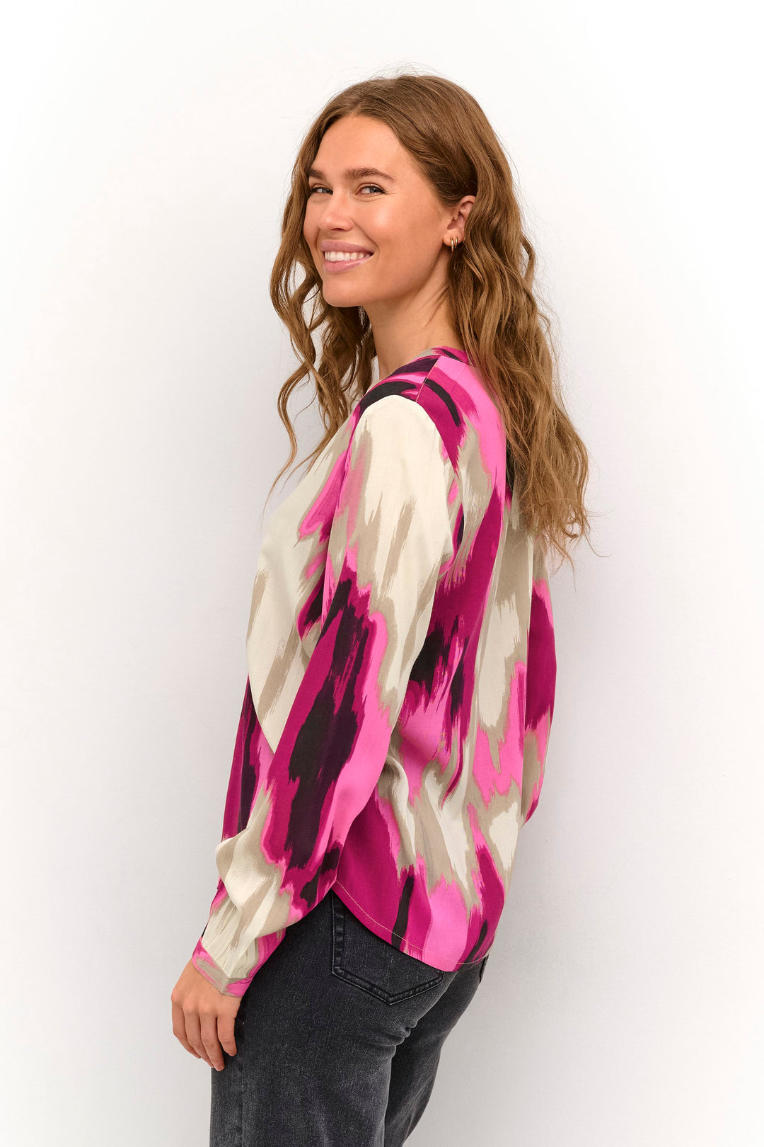 Kaffe Kabeathe Pink Abstract Print Blouse